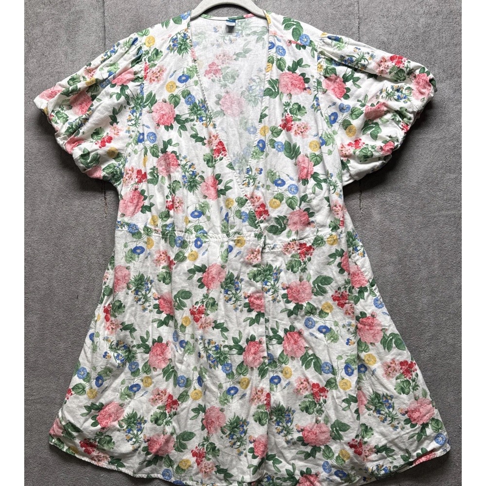 Old Navy Babydoll Dress 3X Puff Sleeve Light Pink Rose Wrap Cottage Prairie